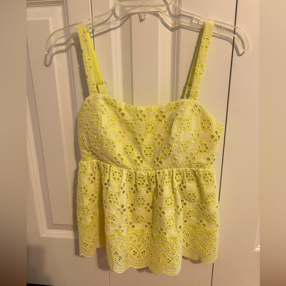 Lilly Pulitzer Michela tie back eyelet top size 2 in bright yellow
